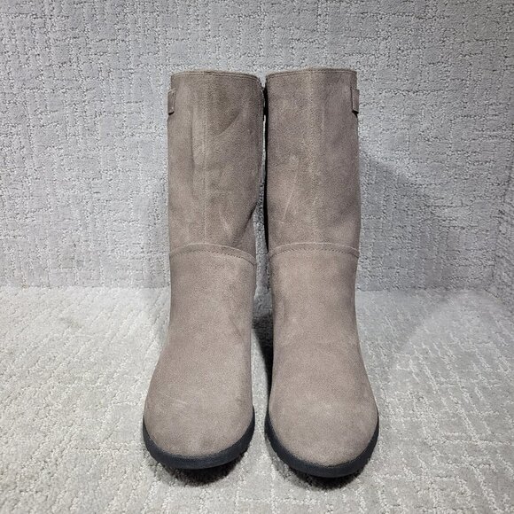 UGG Australia Potrero Women's Size 11 US Gray Suede Waterproof Wedge Boots - Picture 2 of 9